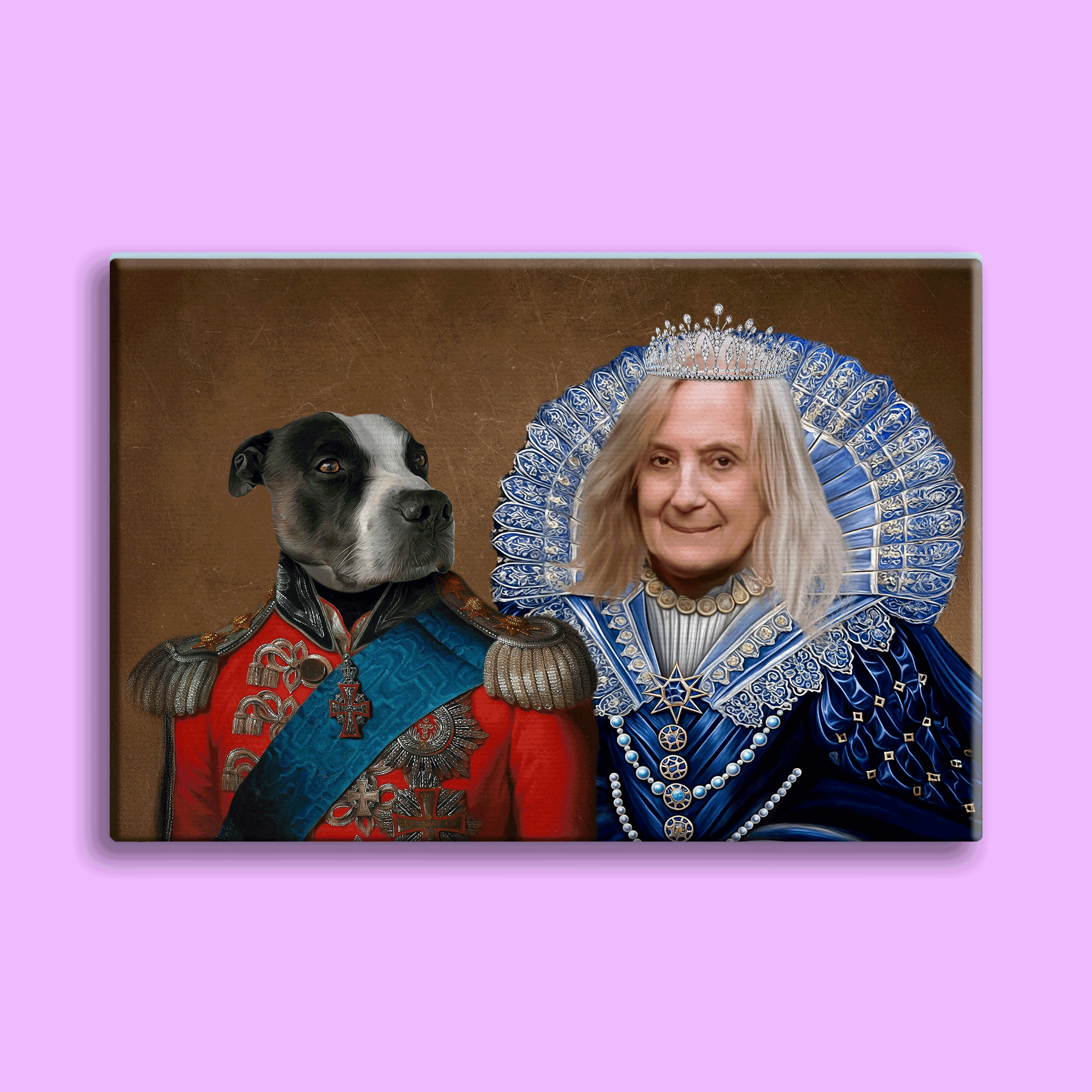Royal Duo Portrait - Custom Pet & Parent Canvas